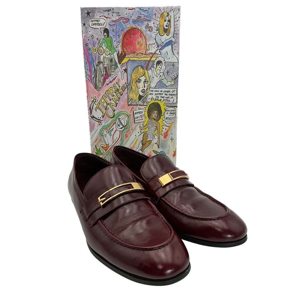 Jeffrey Campbell Polished Burgundy Loafed Loafers Size 7.5 - Picture 2 of 7